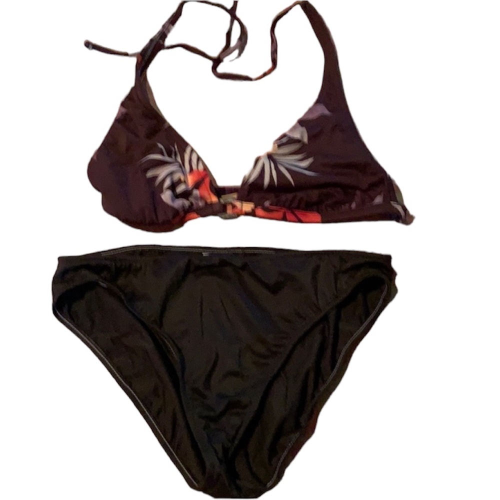 Brown floral print bikini